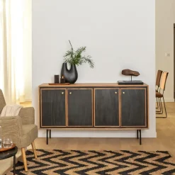 Décoration<Made in Meubles Vase noir 2 tiges en aluminium Tulipa