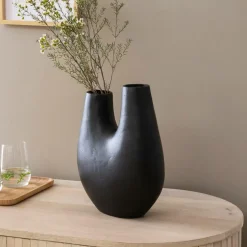 Décoration<Made in Meubles Vase noir 2 tiges en aluminium Tulipa