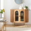 Vitrine<Made in Meubles Vitrine arrondie en bois de manguier Maria