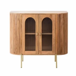 Vitrine<Made in Meubles Vitrine arrondie en bois de manguier Maria
