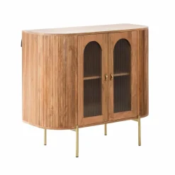 Vitrine<Made in Meubles Vitrine arrondie en bois de manguier Maria