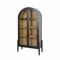 Vitrine<Made in Meubles Vitrine arrondie en bois d'orme Bruce