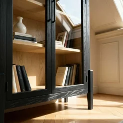 Vitrine<Made in Meubles Vitrine arrondie en bois d'orme Bruce