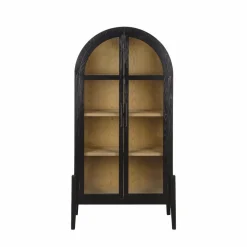 Vitrine<Made in Meubles Vitrine arrondie en bois d'orme Bruce