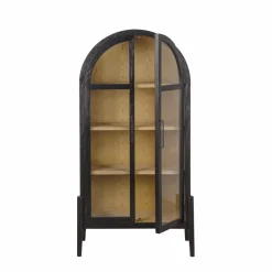 Vitrine<Made in Meubles Vitrine arrondie en bois d'orme Bruce