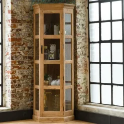 Vitrine<Made in Meubles Vitrine d'angle en bois d'acacia Esmée
