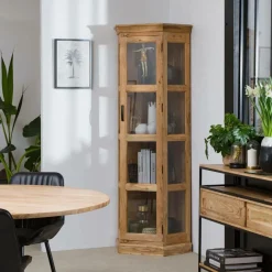 Vitrine<Made in Meubles Vitrine d'angle en bois d'acacia Esmée