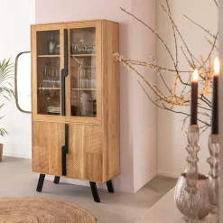 Vitrine<Made in Meubles Vitrine en bois d'acacia et métal Mano