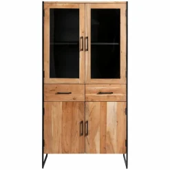 Vitrine<Made in Meubles Vitrine en bois d'acacia et métal Bosco
