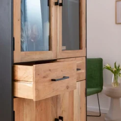 Vitrine<Made in Meubles Vitrine en bois d'acacia et métal Bosco