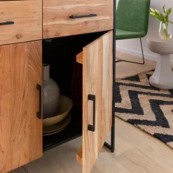 Vitrine<Made in Meubles Vitrine en bois d'acacia et métal Bosco