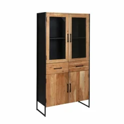 Vitrine<Made in Meubles Vitrine en bois d'acacia et métal Bosco