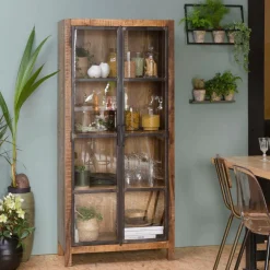 Vitrine<Made in Meubles Vitrine en bois de manguier et métal Ambroisa