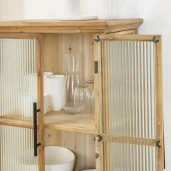 Vaisselier|Vitrine<Made in Meubles Vitrine en bois de sapin et verre strié 2 portes Nicole