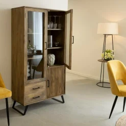 Vitrine<Made in Meubles Vitrine Haute en bois de de manguier Joy