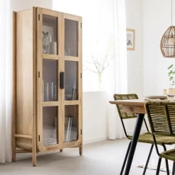 Vitrine<Made in Meubles Vitrine haute en bois de manguier Nova